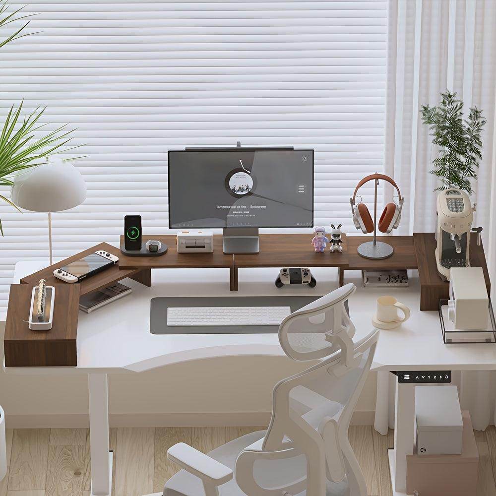 Wooden Computer Monitor Stand with Expandable Storage - My Store