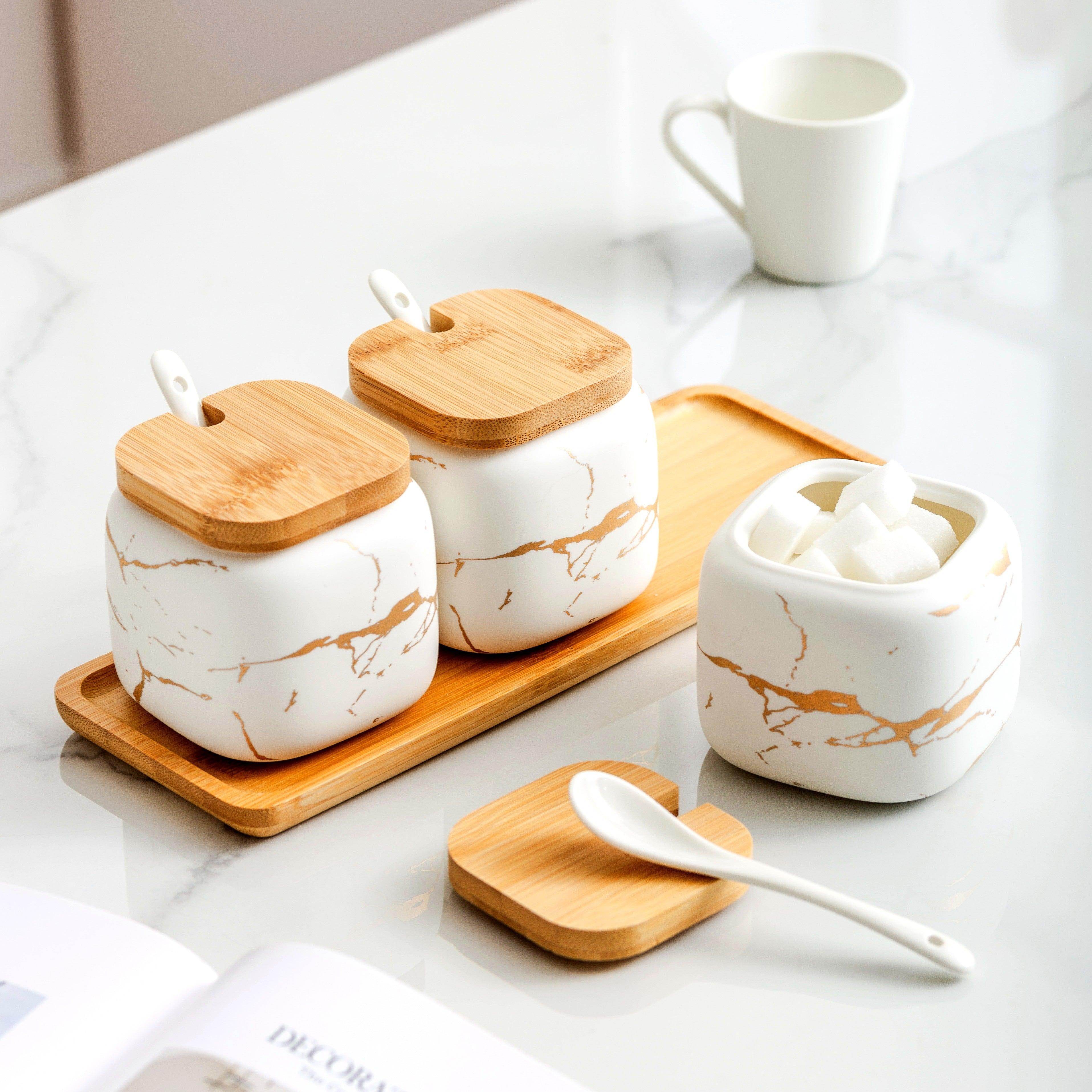 3pcs Creative Seasoning Pot Set with Tray & Spoons - My Store