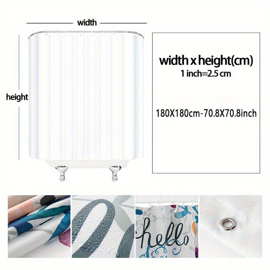 Greenery Cat Floral Potted Plants Shower Curtain - My Store