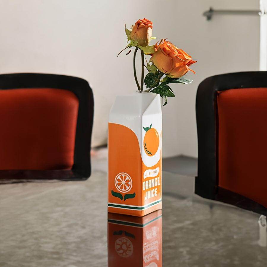 Unique Vintage-Inspired Orange Juice Ceramic Vase - My Store