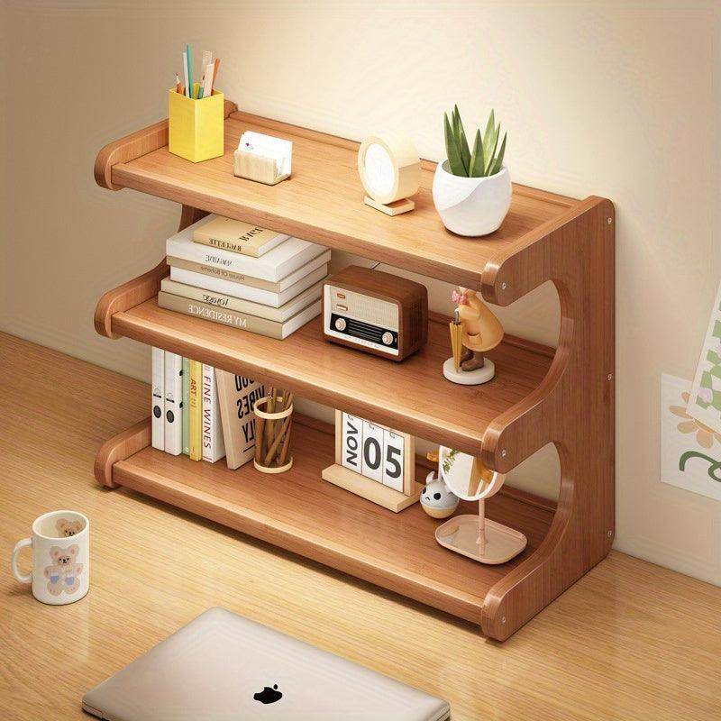 Multi-Tier Rectangular Wooden Desk Organizer Shelf - My Store