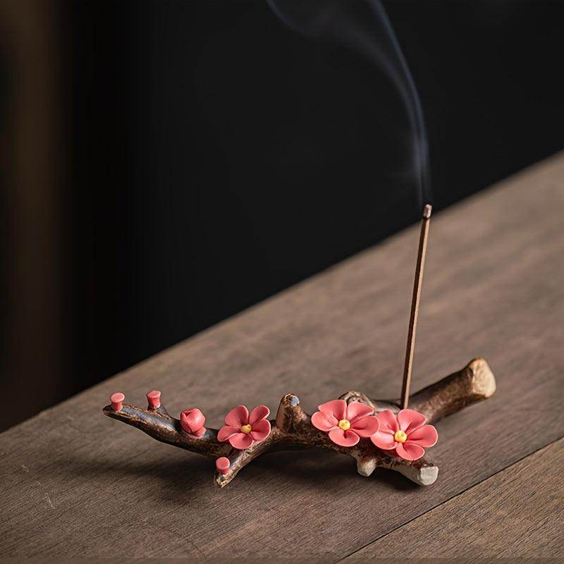 Handcrafted Ceramic Plum Blossom Incense Holder - My Store