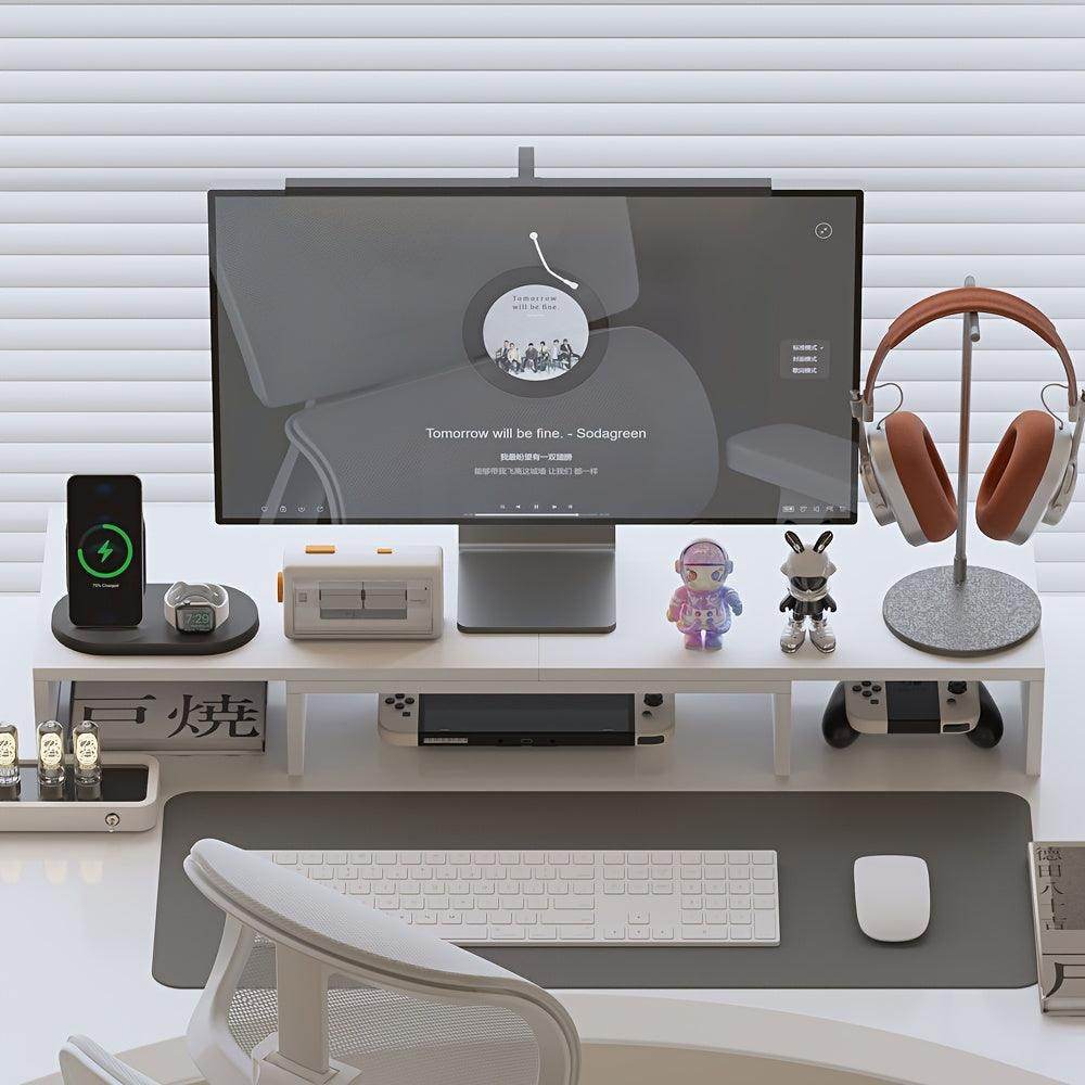 Wooden Computer Monitor Stand with Expandable Storage - My Store