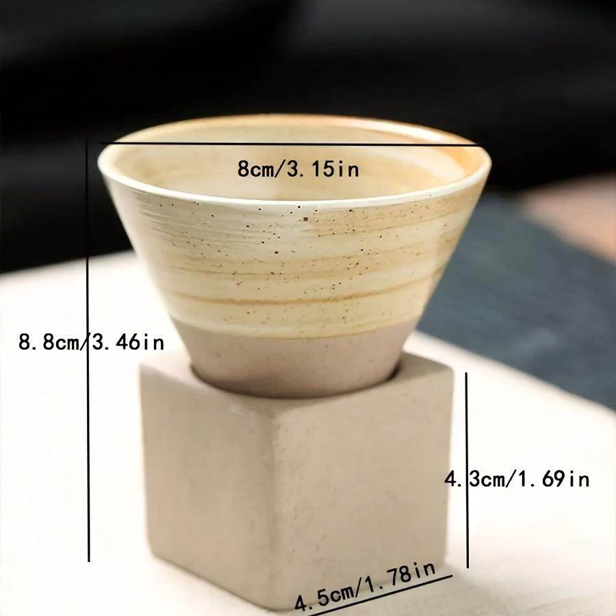 Japanese Rough Pottery Ceramic Espresso Cup with Holder - 100ml - My Store
