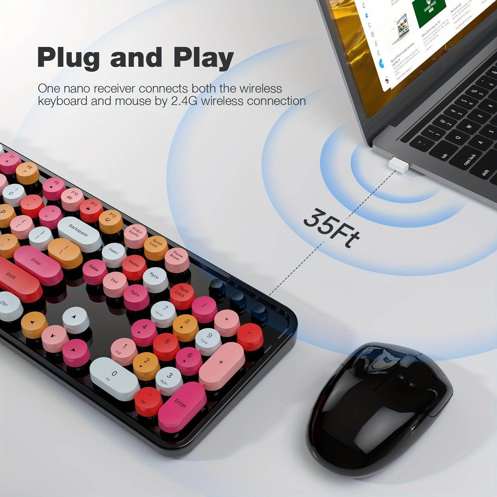 Colorful Full-Size Wireless Keyboard and Mouse Combo - My Store
