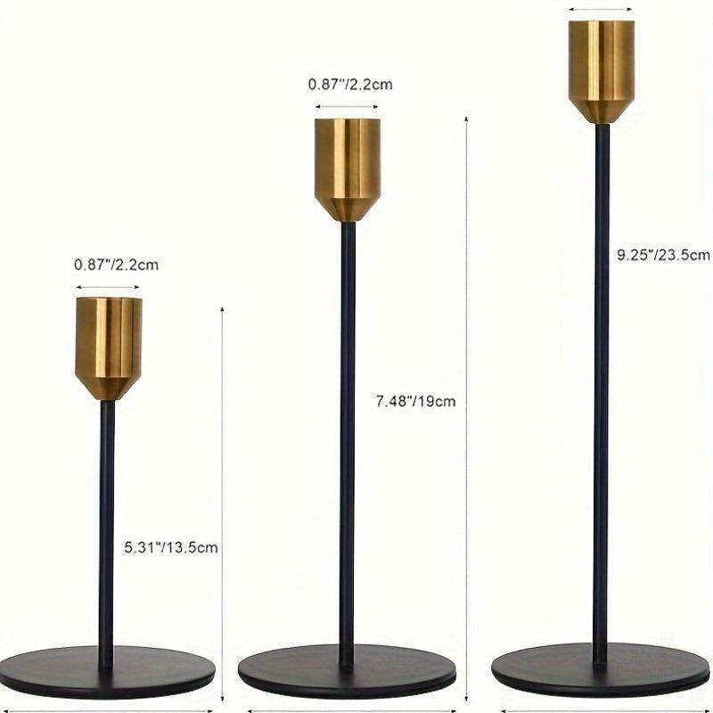 3-Piece Brass & Black Cone Candlestick Set - My Store