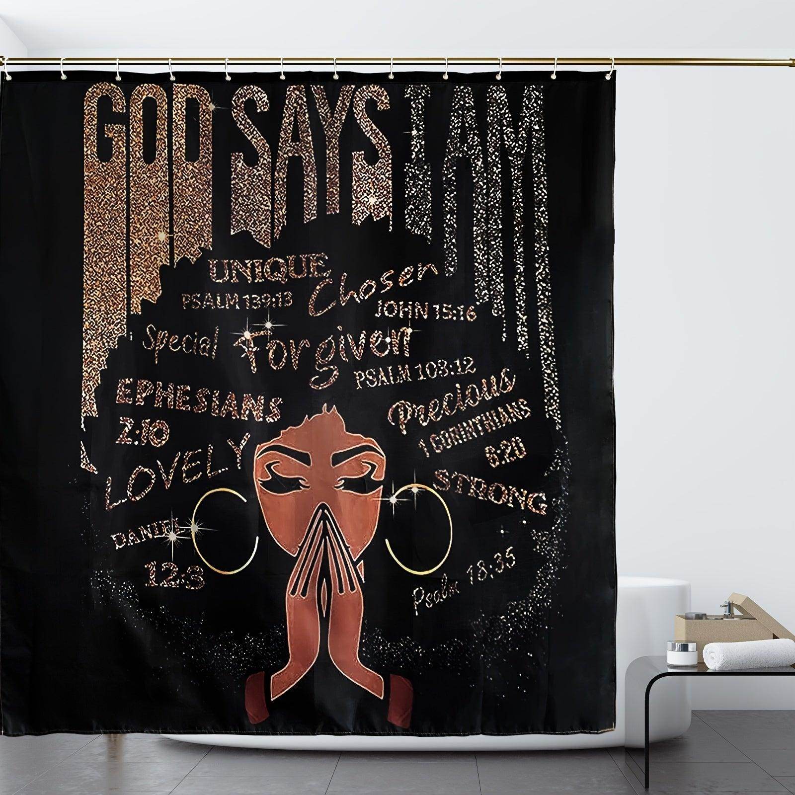 Black Girl Pattern Shower Curtain Set - My Store