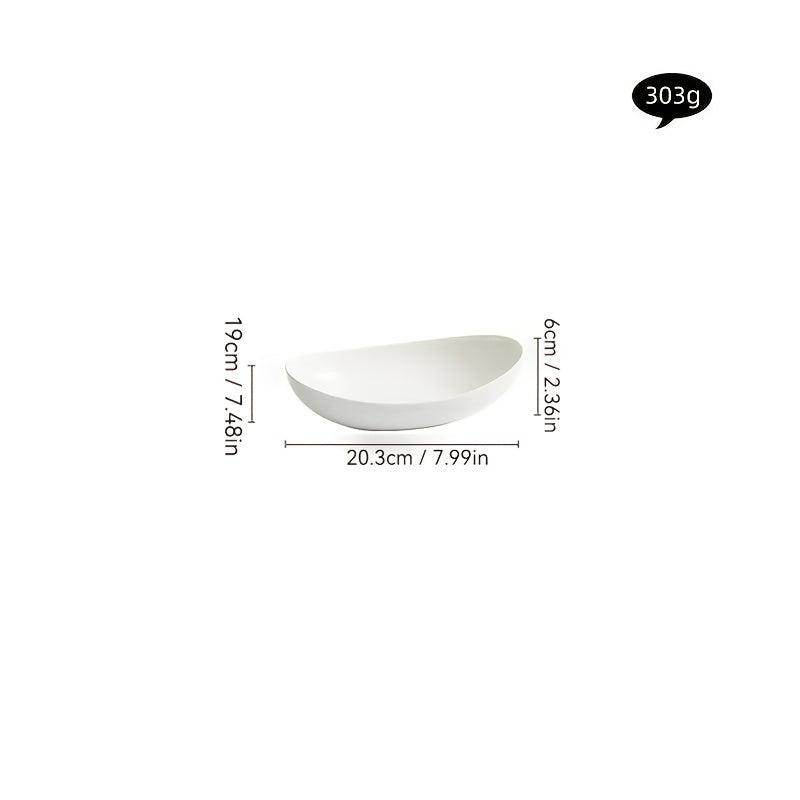 Elegant White Oval Ceramic Salad Bowl - My Store