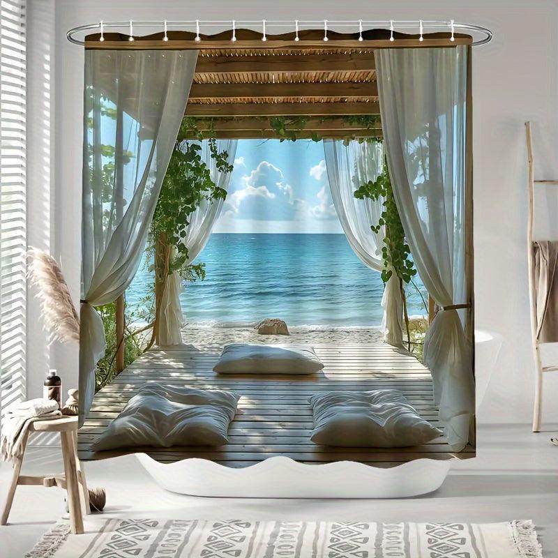 Beach & Cabin Scenery Shower Curtain - My Store