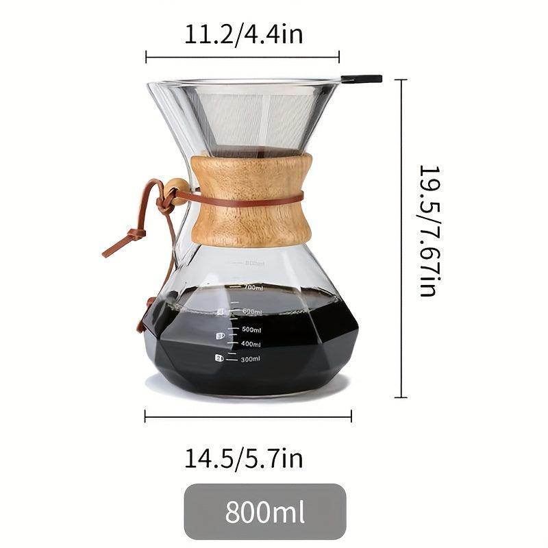 Pour-Over Glass Coffeemaker with Reusable Stainless Steel Filter - My Store
