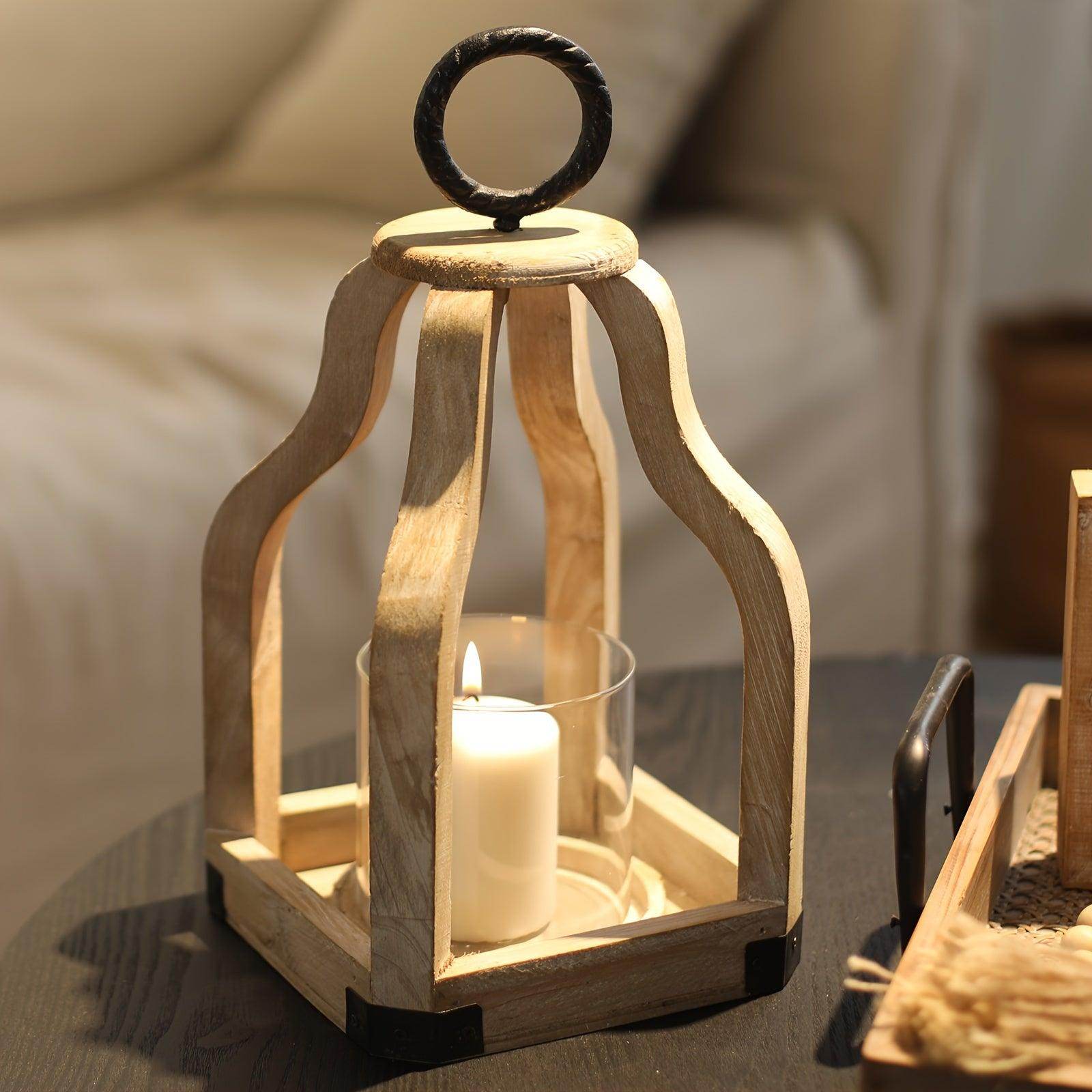 Rustic Farmhouse Wood Candle Lantern - My Store