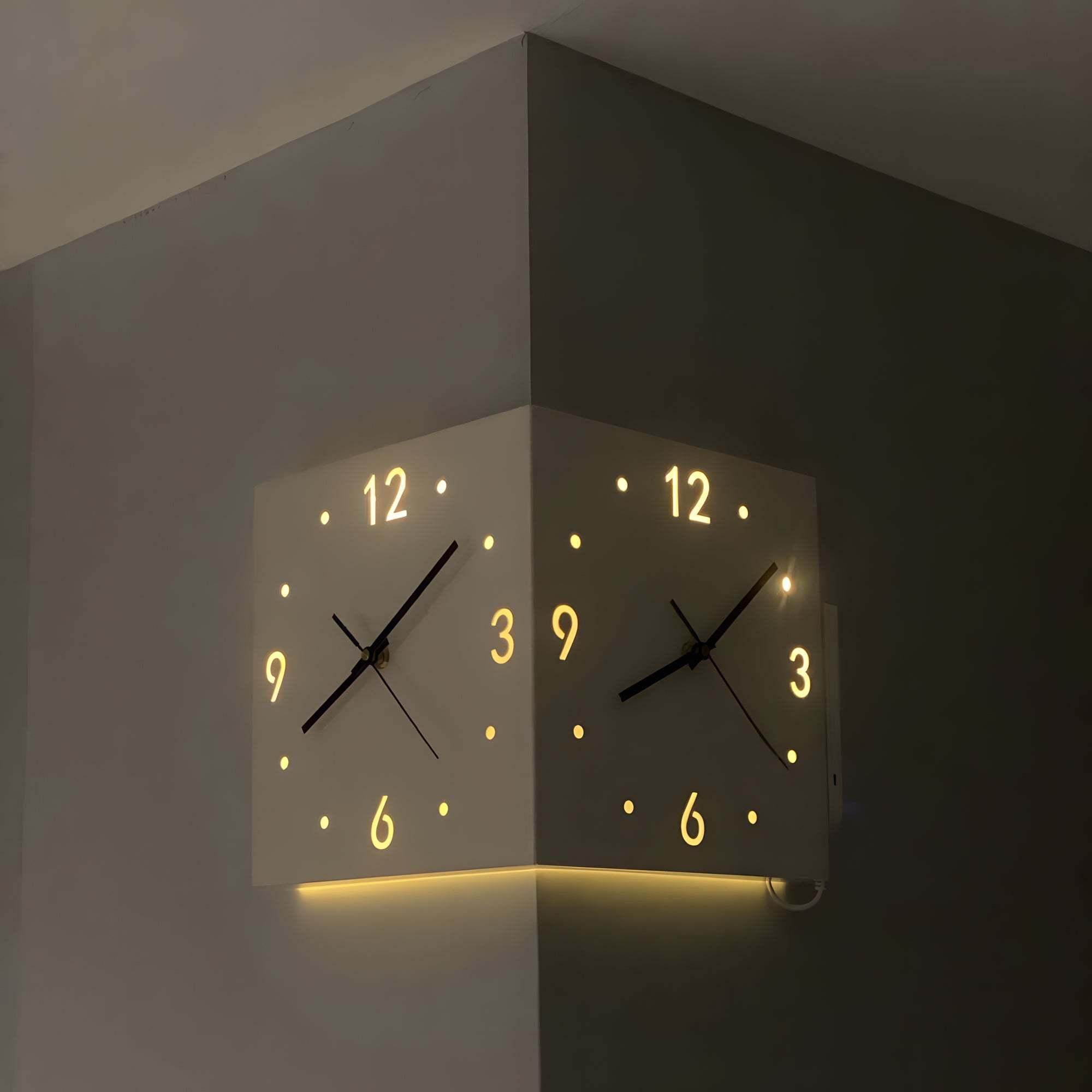 Luminous Dual-Sided Corner Wall Clock - My Store