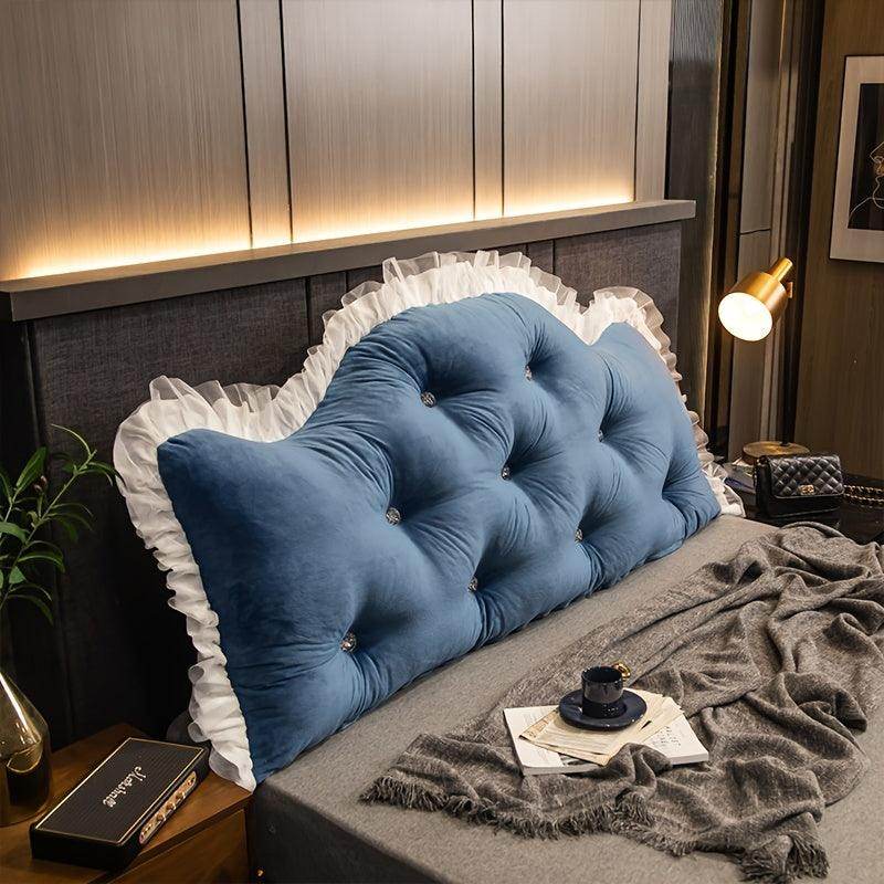1pc Luxury Velvet Bed Headrest with Lace Trim - My Store