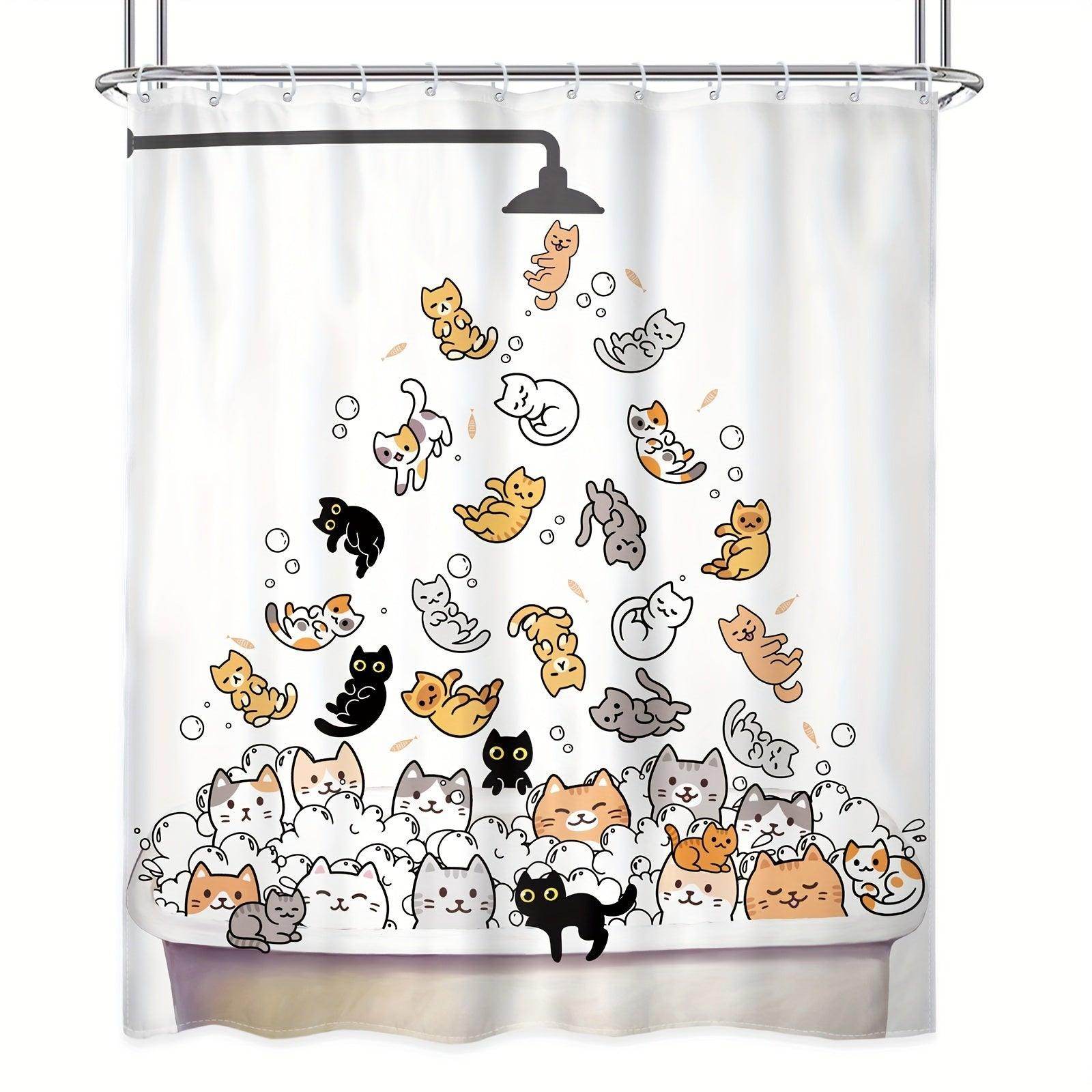 Cute Cat Shower Curtain Set - My Store