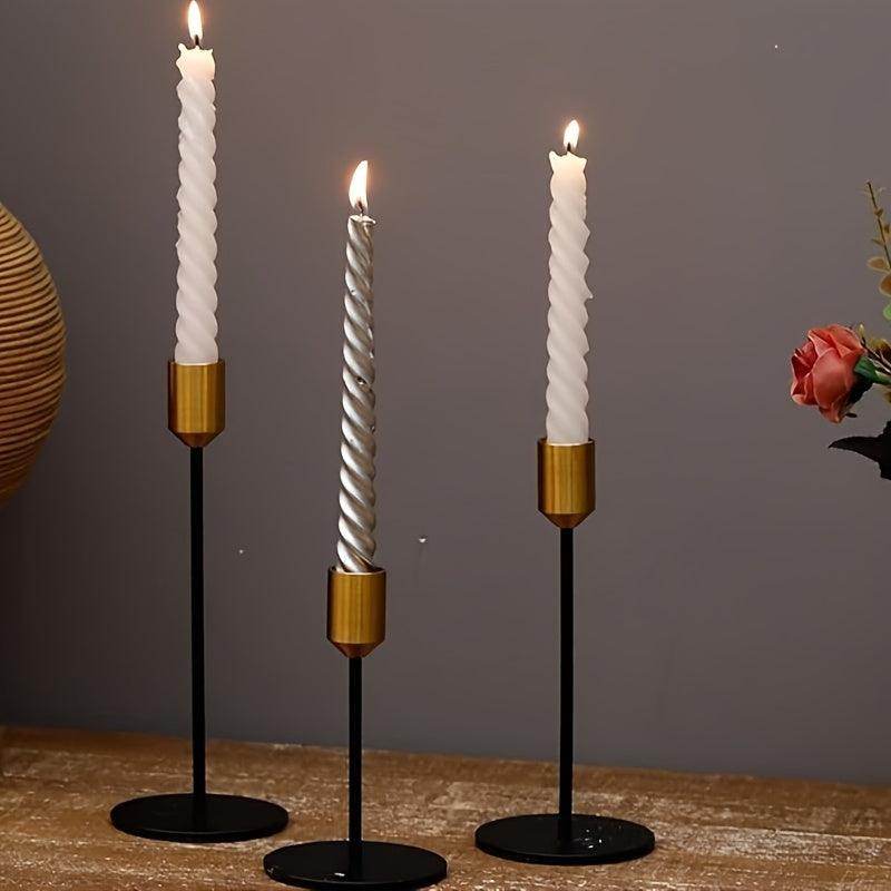 3-Piece Brass & Black Cone Candlestick Set - My Store
