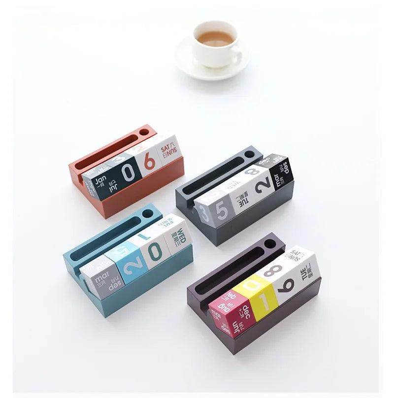 Creative Cube Shape Perpetual Calendar Phone Pen Holder - My Store