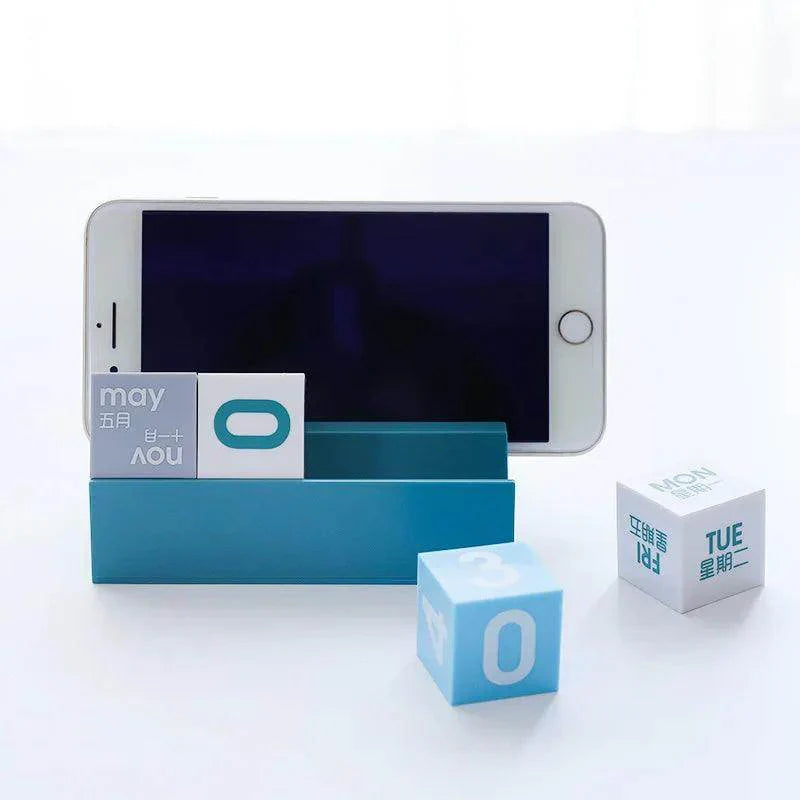 Creative Cube Shape Perpetual Calendar Phone Pen Holder - My Store