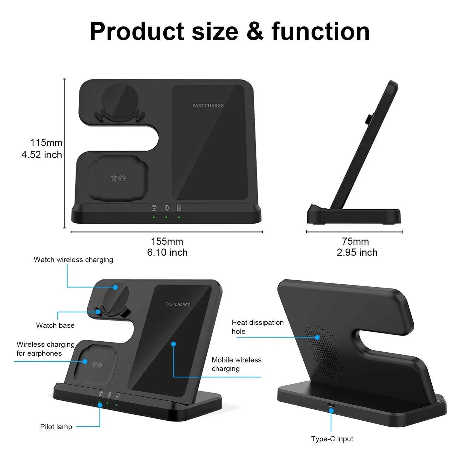 Wireless Charger 3 in 1 Stand Dock - My Store