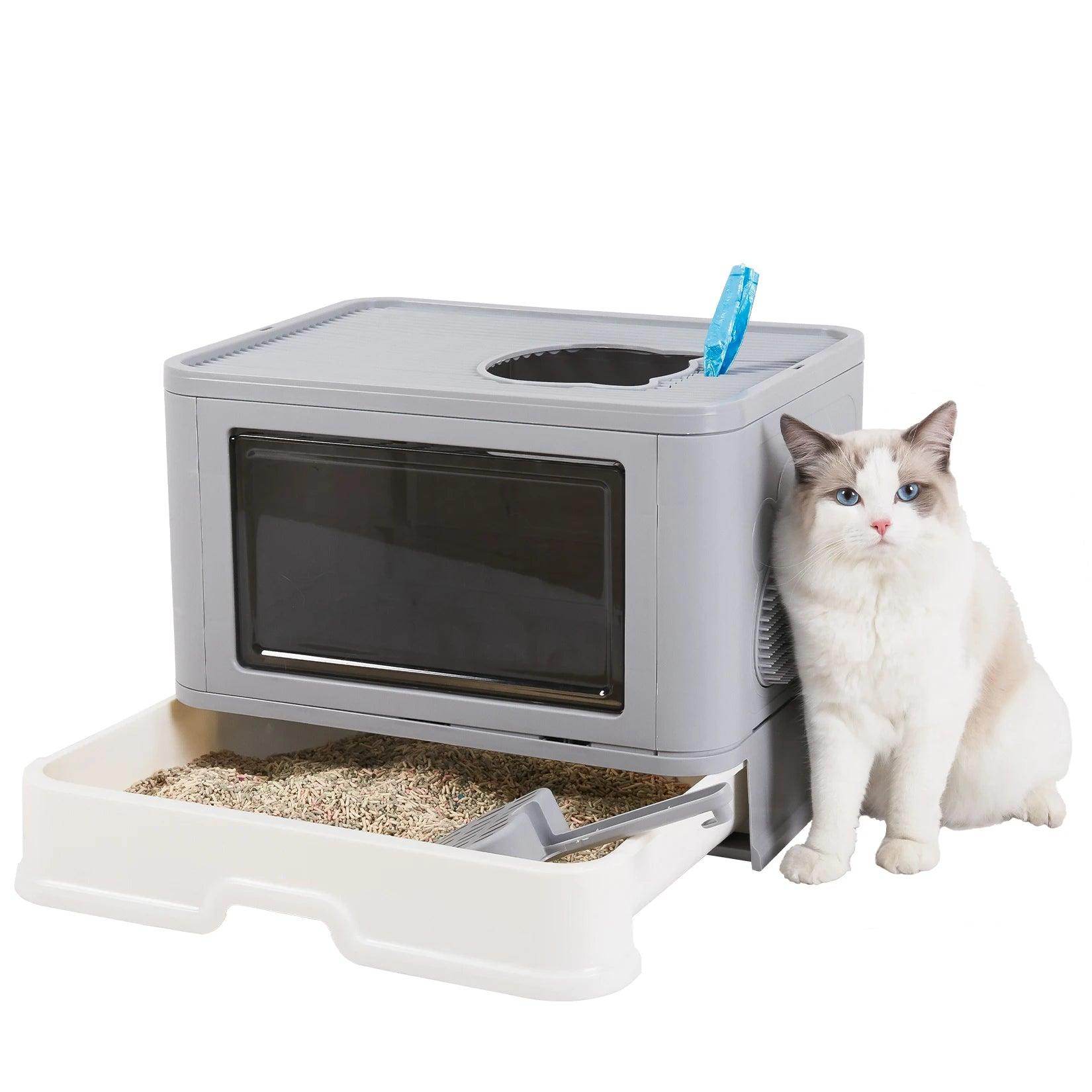 Foldable Cat Litter Box with Front Entry & Top Exit - My Store