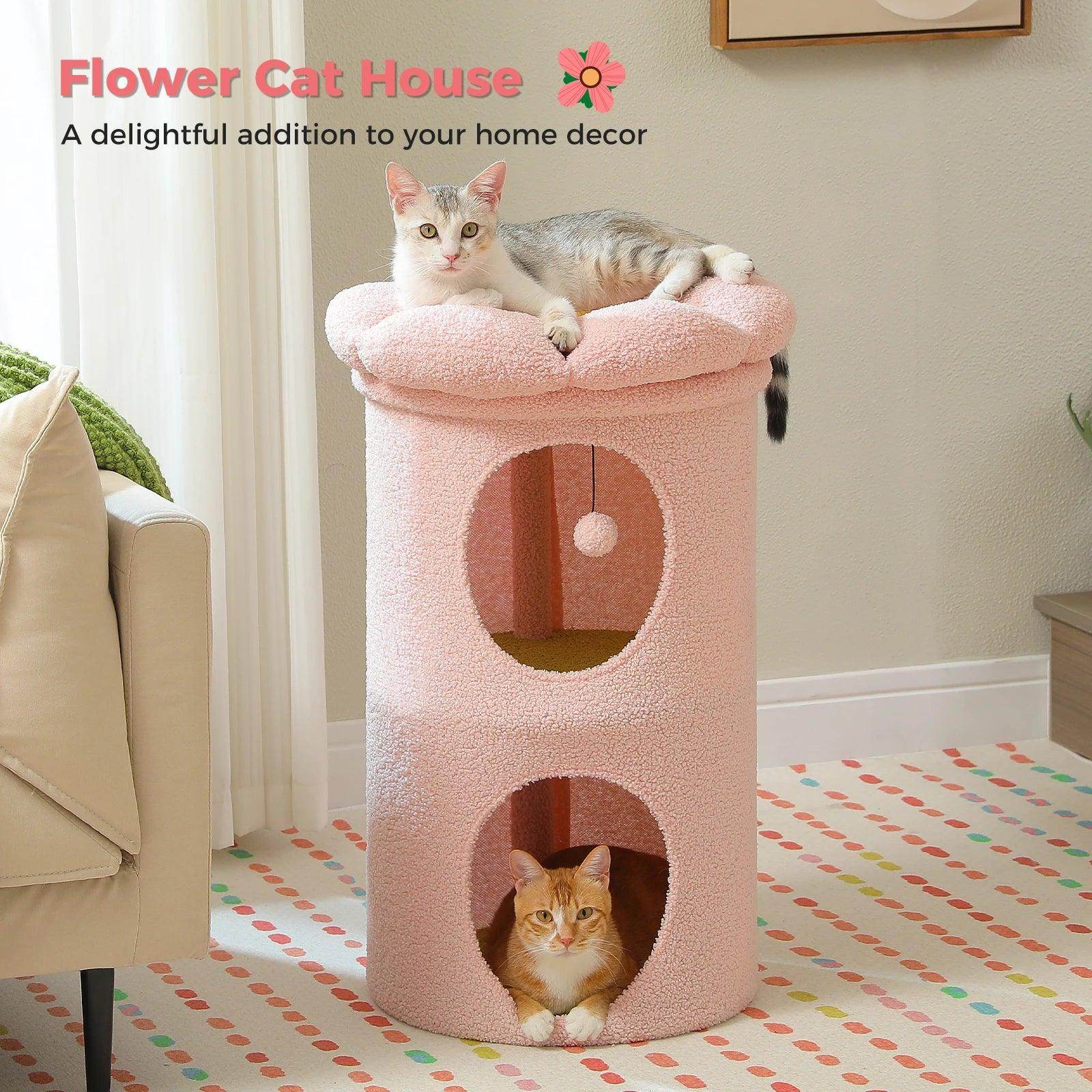 Flower Cat Bed House Indoor Double-Deck Cat Condo - My Store