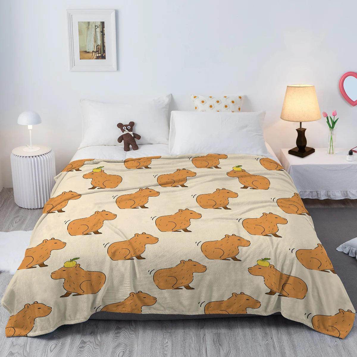 Trembling Capybara Printed Flannel Fleece Blanket - My Store