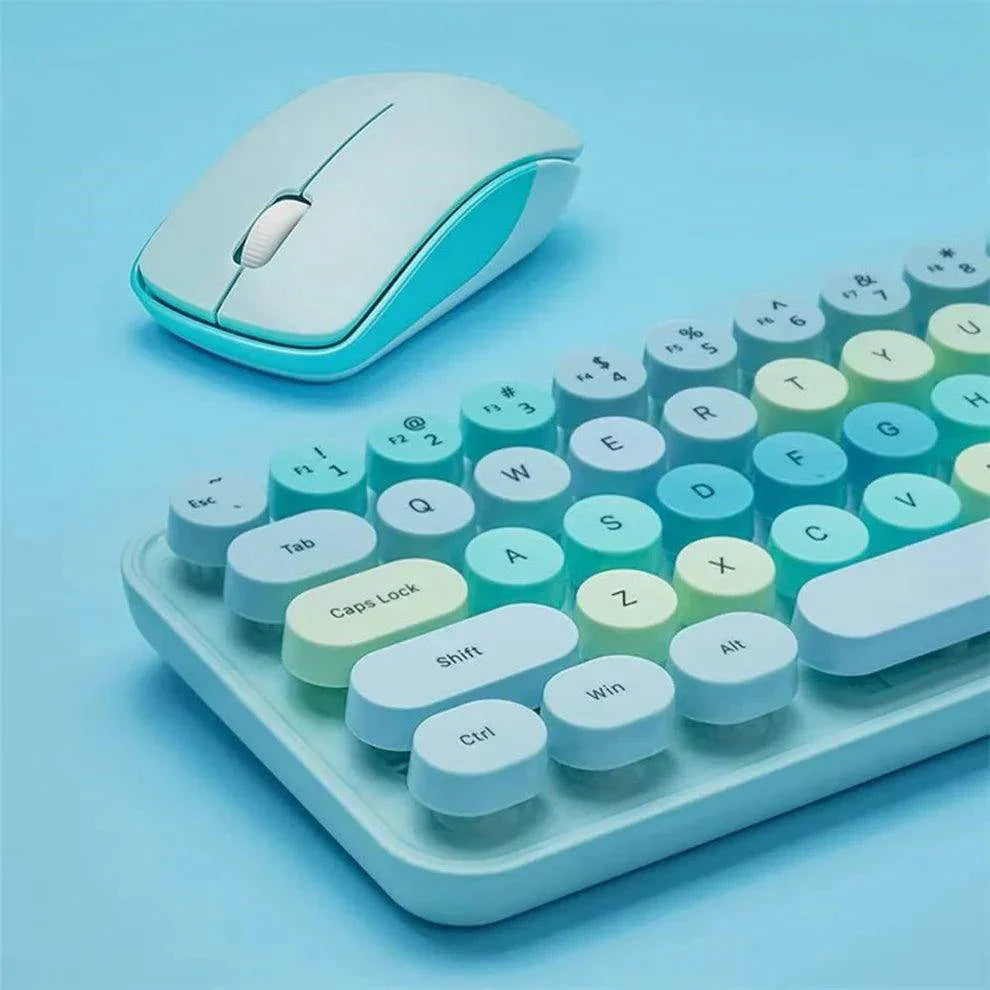 Colorful Wireless Keyboard and Mouse Ergonomic - My Store