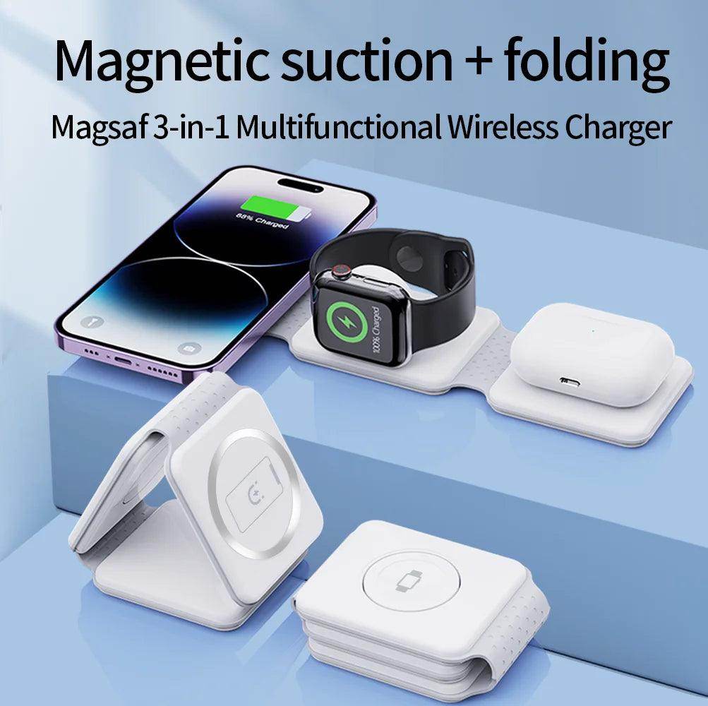 3 in 1 Wireless Charging Station for iPhone, Apple Watch, and AirPods - My Store