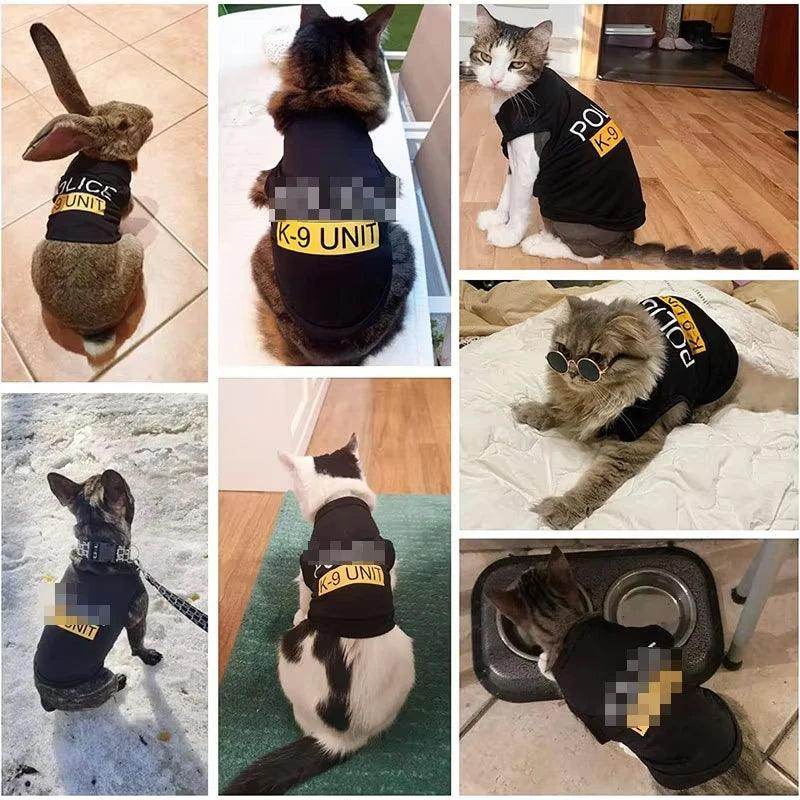 Pet Cats Dogs Cartoon POLICE Print Vest Cats and Dogs Spring Summer Breathable Comfortable For Small and Medium Dog - My Store