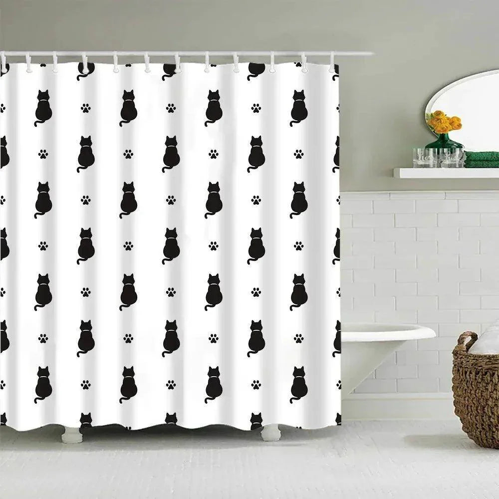 Cute Cartoon Puppy & Cat Waterproof Shower Curtain - My Store