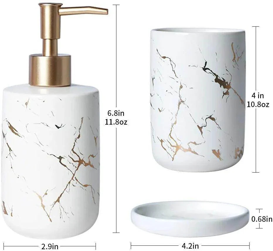 Black and Gold Marble Bathroom Accessories Set - My Store