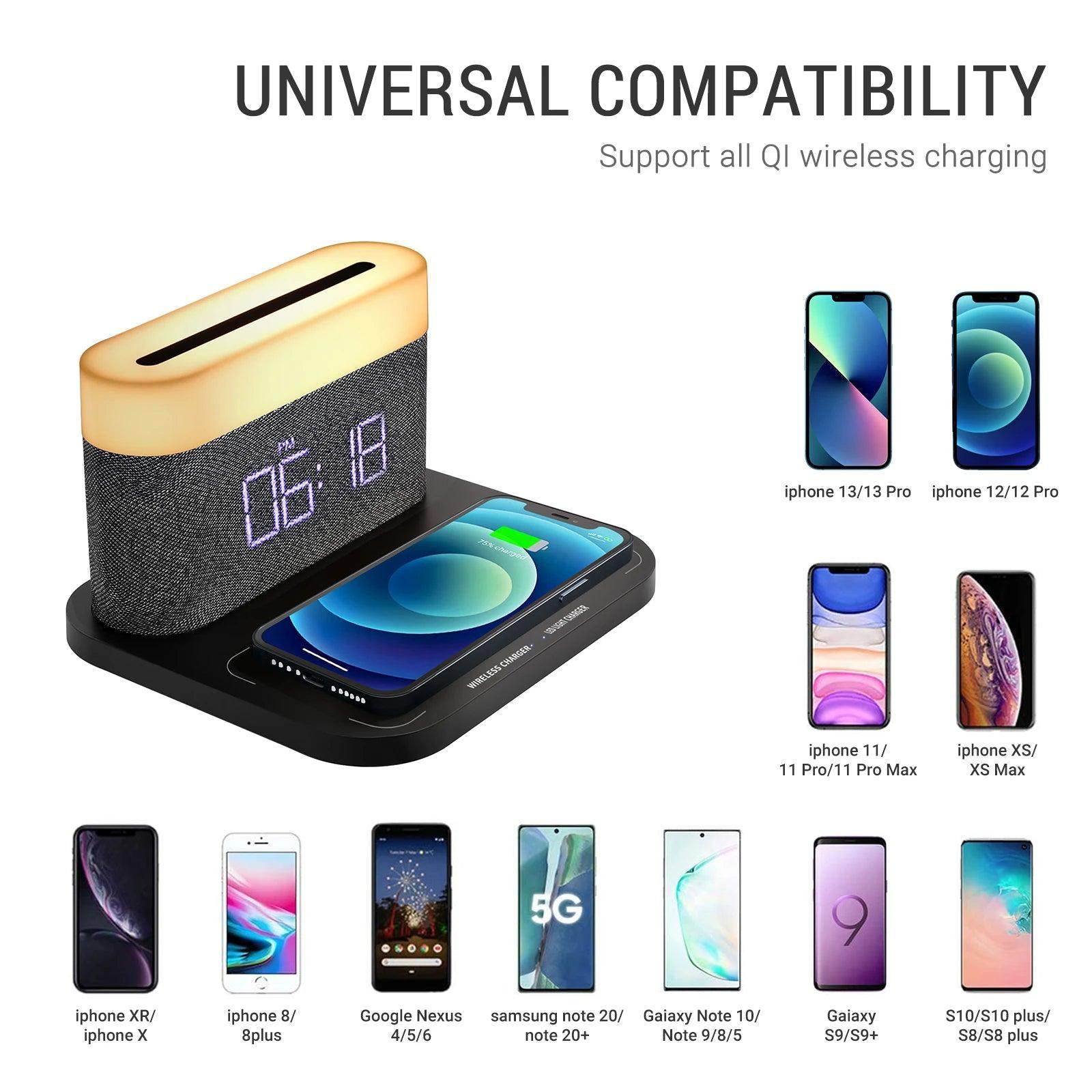 Upgraded 15W Fast Wireless Charging Lamp with Digital Alarm Clock - My Store