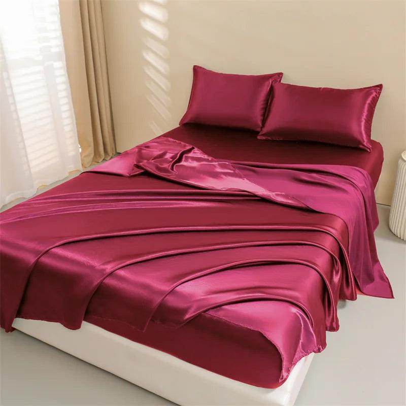 Satin Bed Sheets Set - Queen Size, 4-Piece Silky Bedding - My Store
