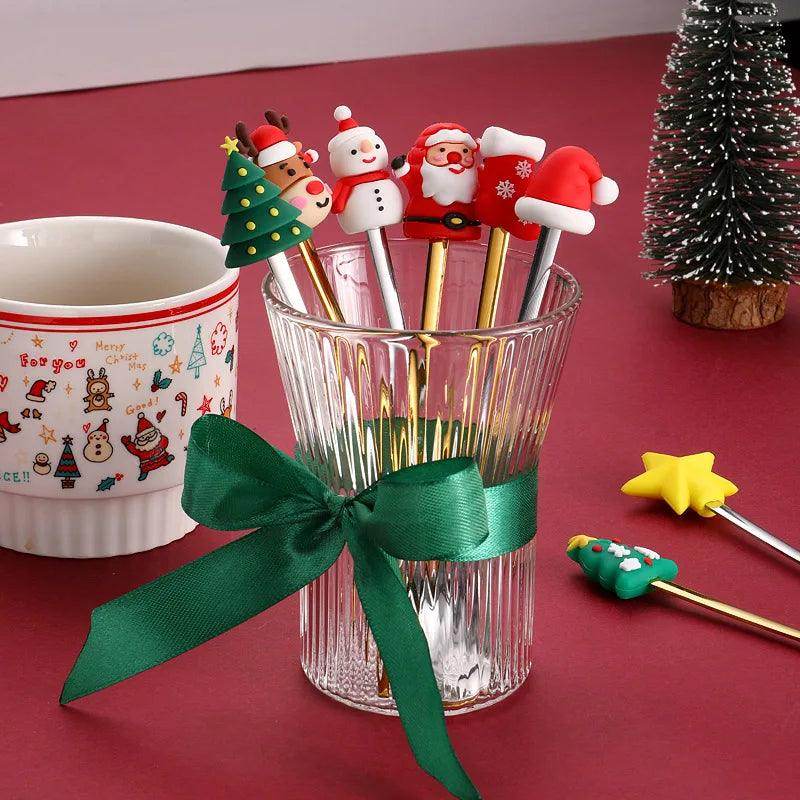 Christmas Gold & Silver Spoon Fork Set - Festive Cutlery for Desserts & Coffee - My Store