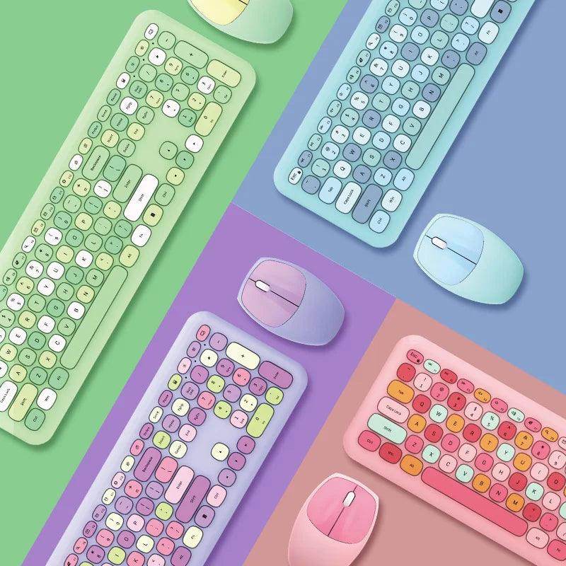 Small Fresh Macaron Color Wireless Keyboard and Mouse Set - My Store