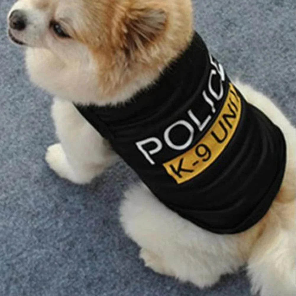 Pet Cats Dogs Cartoon POLICE Print Vest Cats and Dogs Spring Summer Breathable Comfortable For Small and Medium Dog - My Store