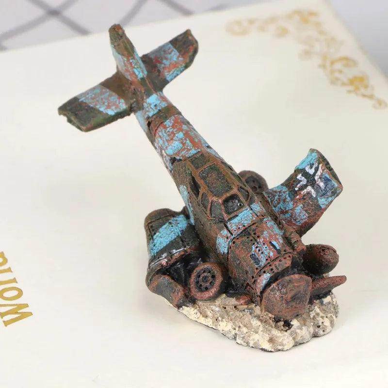 Mini Resin Airplane Wreck Aquarium Decor - My Store