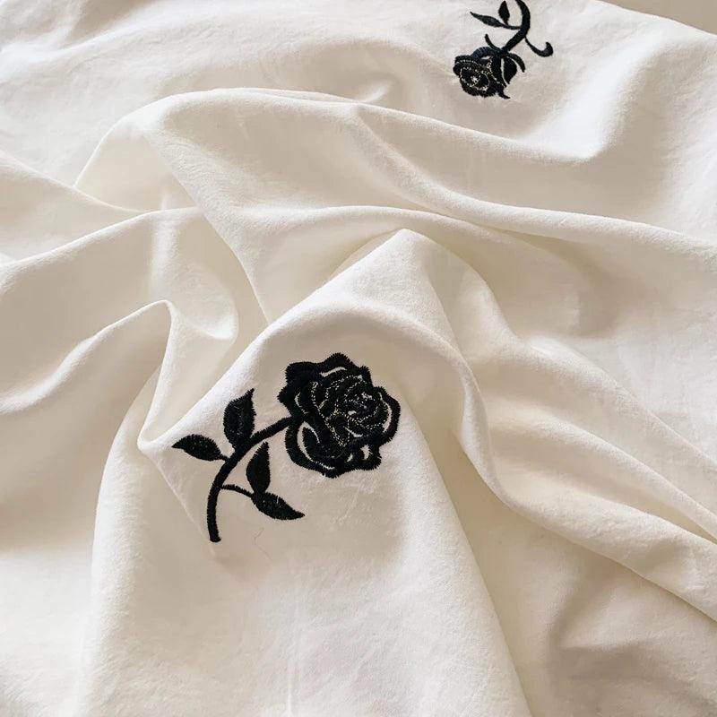 Rose Embroidered Duvet Cover Set - My Store