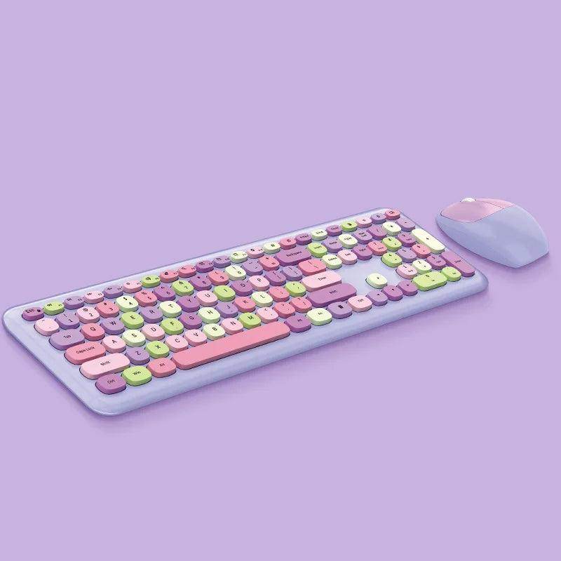 Small Fresh Macaron Color Wireless Keyboard and Mouse Set - My Store