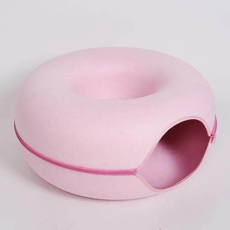 Donut Cat Bed with Interactive Tunnel – Cozy & Fun Pet House - My Store