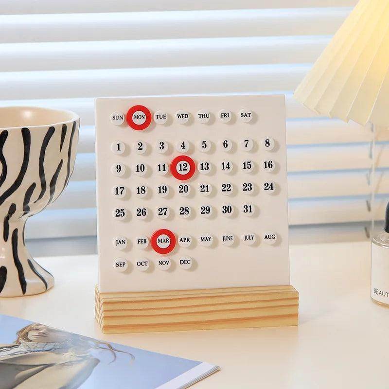 Wooden Perpetual Desk Calendar - My Store