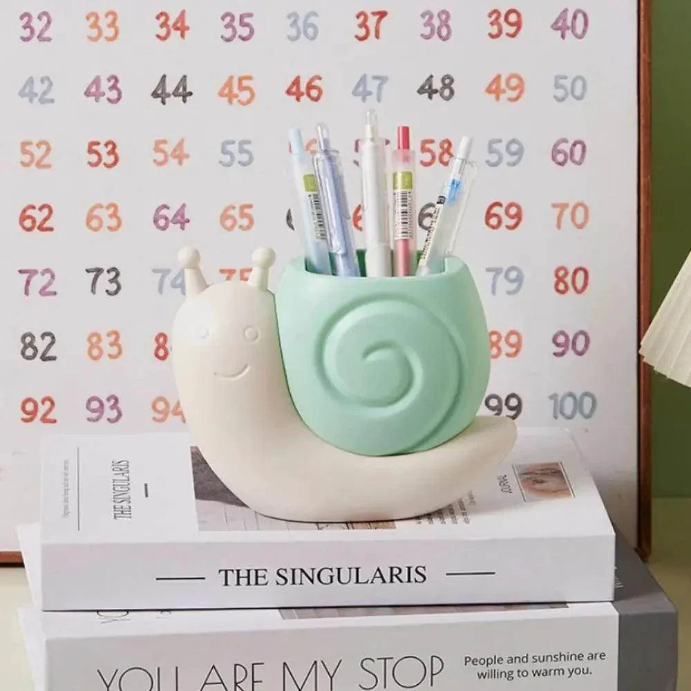 Interesting Snail Pen Holder Student Plastic Pencil Storage Box - My Store