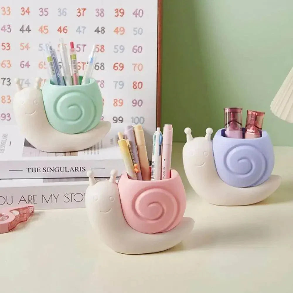 Interesting Snail Pen Holder Student Plastic Pencil Storage Box - My Store