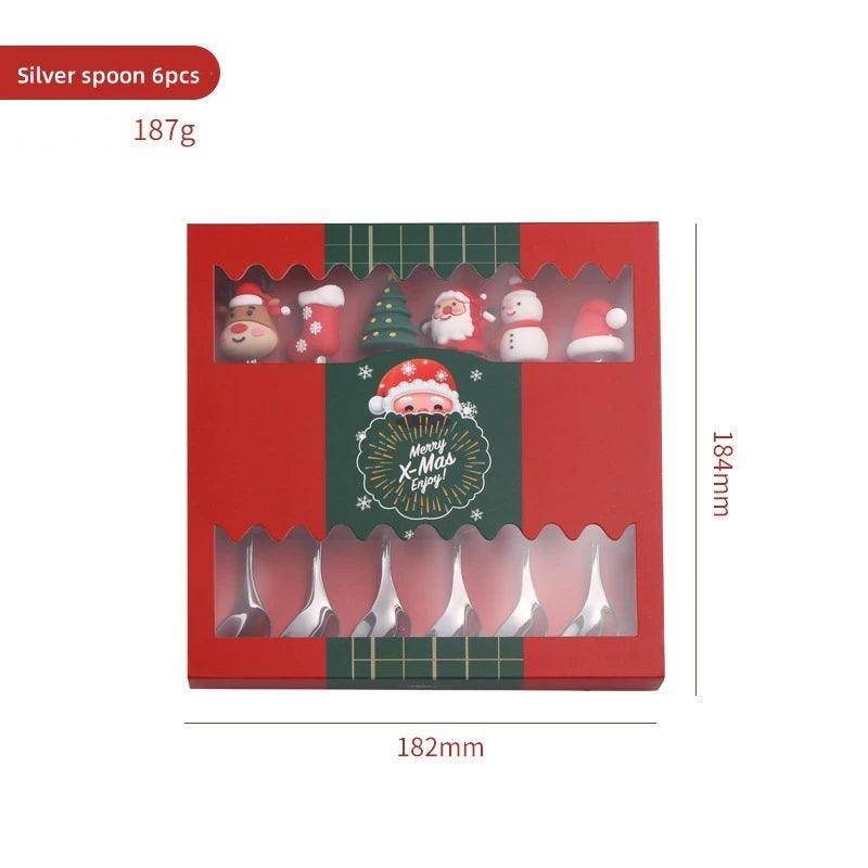 Christmas Gold & Silver Spoon Fork Set - Festive Cutlery for Desserts & Coffee - My Store