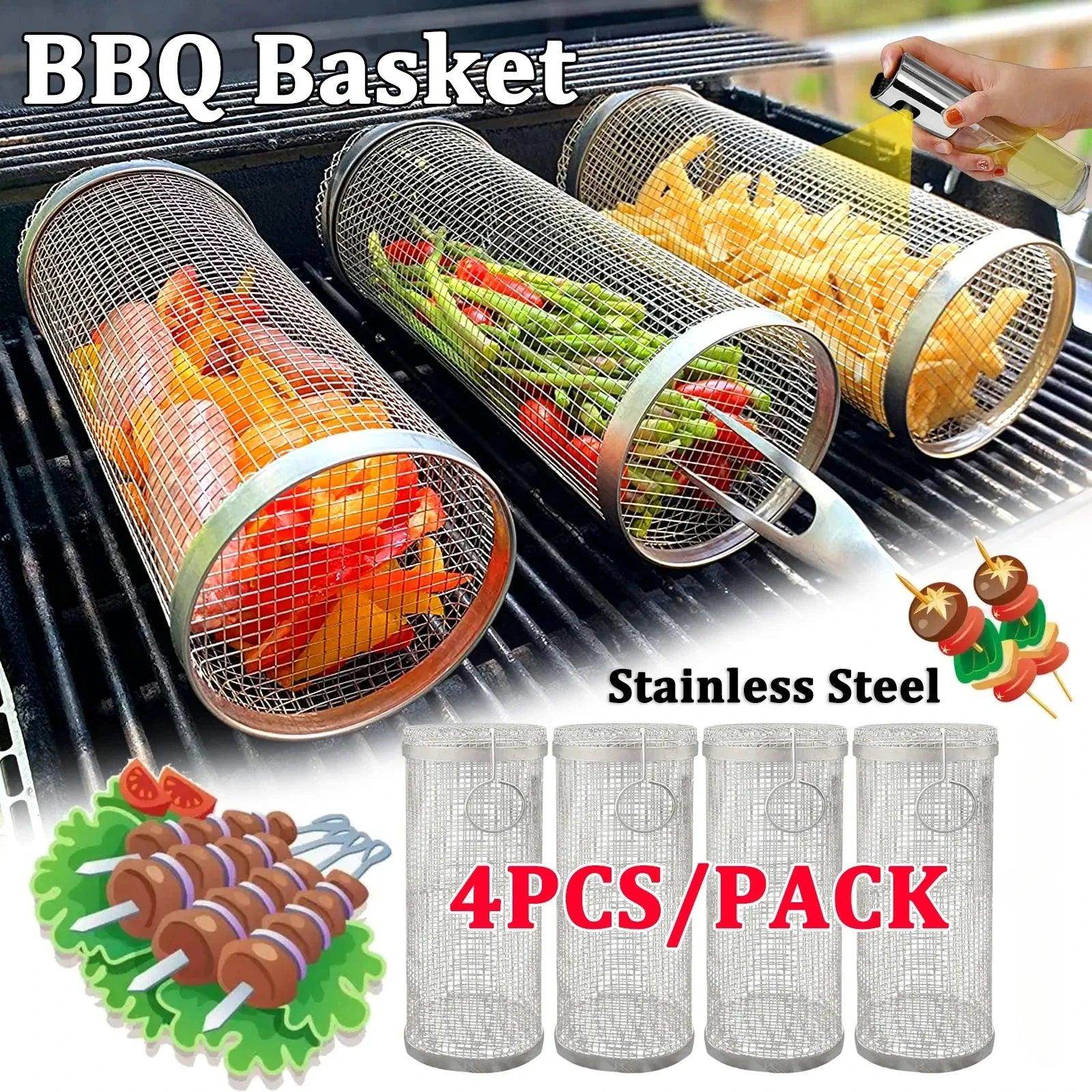 Stainless Steel Rolling BBQ Basket - My Store