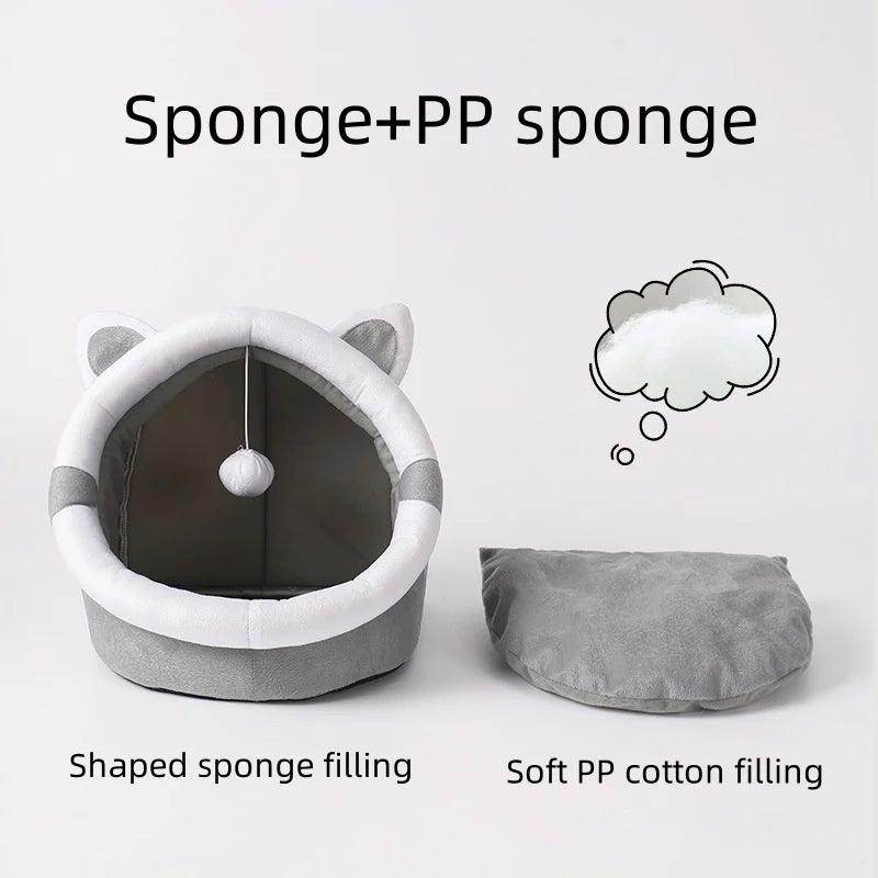 Semi-Closed Cat Cave Bed – Cozy & Comfortable Nest for Cats - My Store