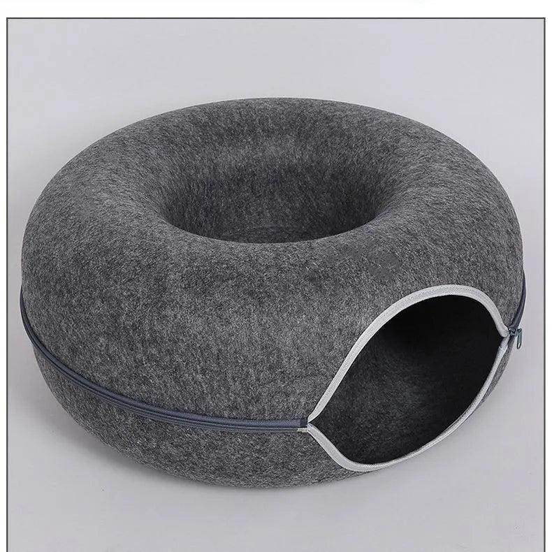 Donut Cat Bed with Interactive Tunnel – Cozy & Fun Pet House - My Store