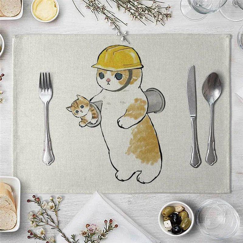 Cat Cartoon Animal Placemat - My Store