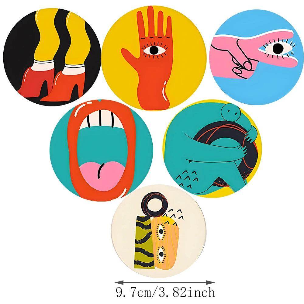 6Pcs Picasso Style Acrylic Cup Mats - My Store