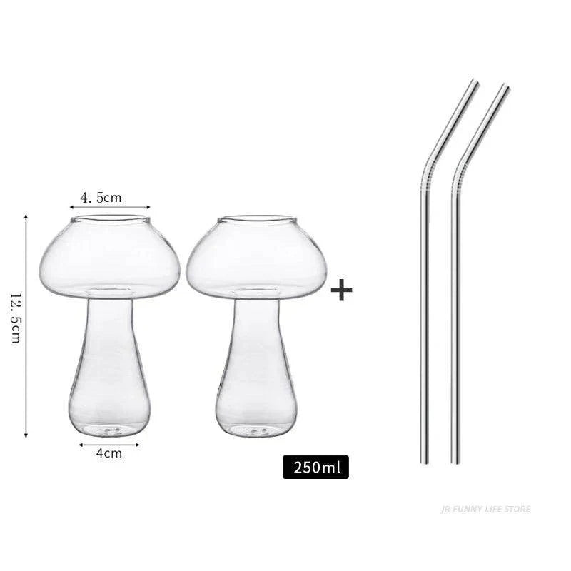 Mushroom Cocktail Glass Cup with Straw - My Store