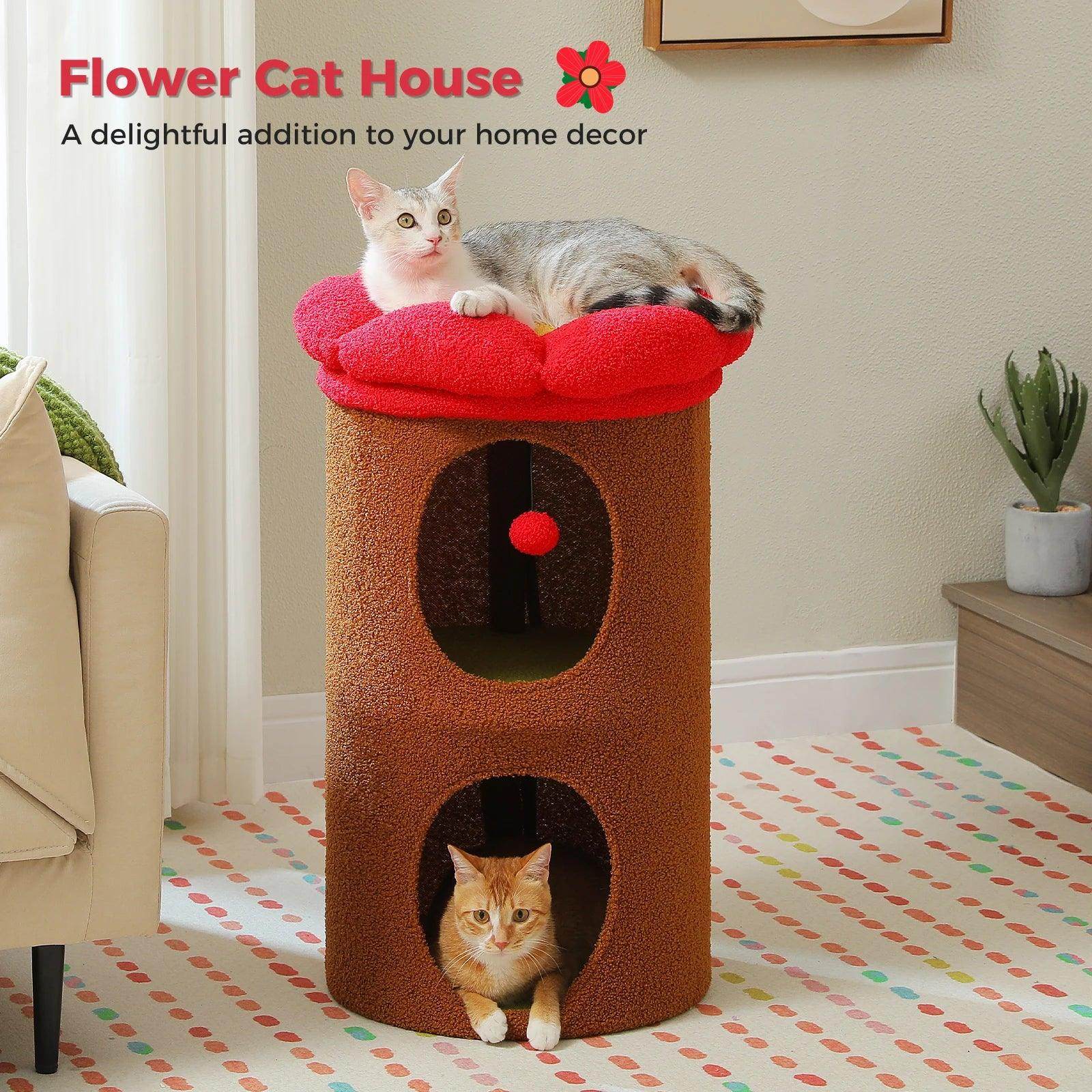Flower Cat Bed House Indoor Double-Deck Cat Condo - My Store
